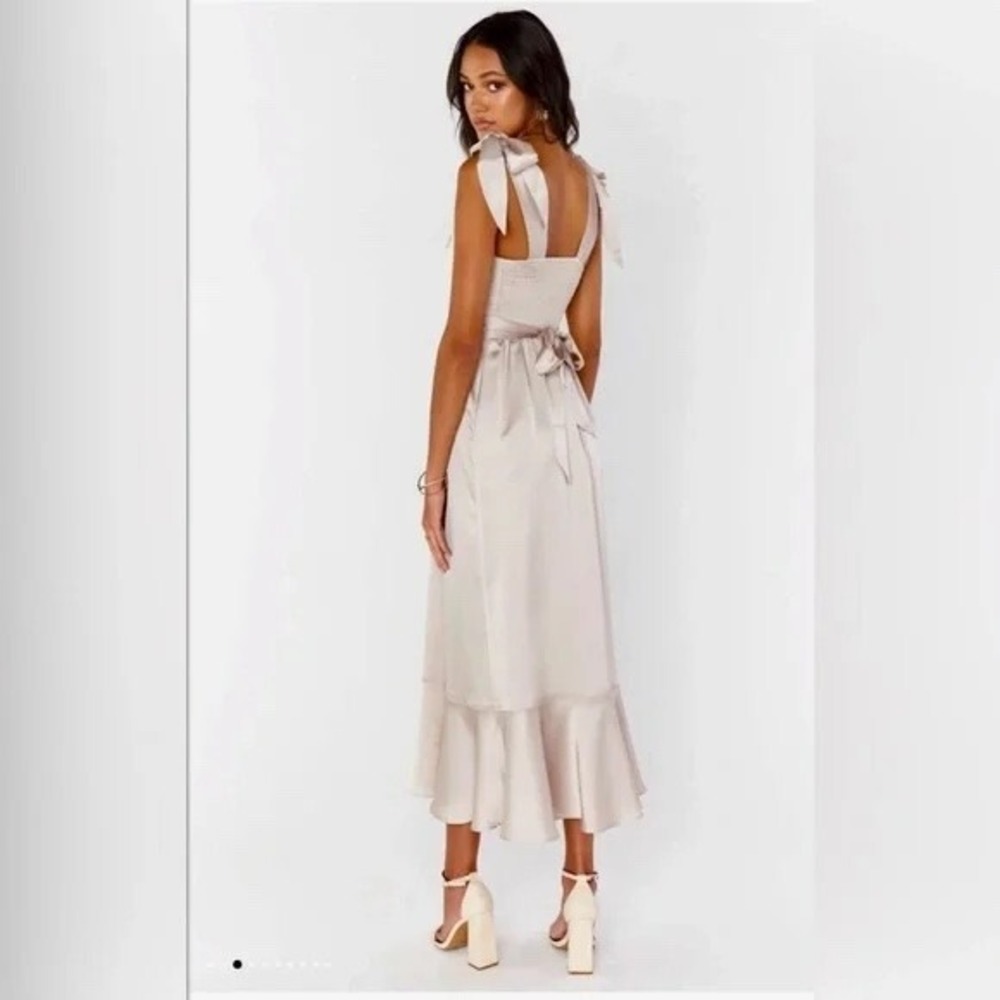 NWT Show Me Your Mumu Claire Midi Dress Show Me The Ring Luxe Satin Small - Picture 2 of 6